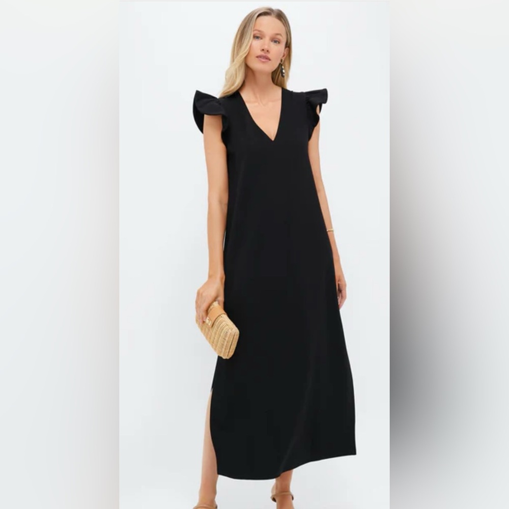 Tuckernuck Black Ruffle-Sleeve Midi Dress